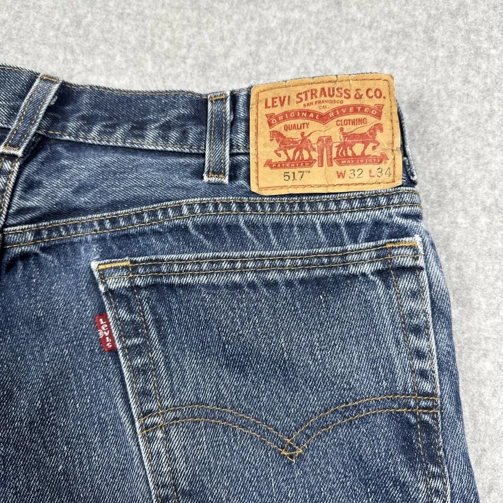 Levis 517 Bootcut Denim Jeans Men's 32x34 Blue Medium Wash Fade